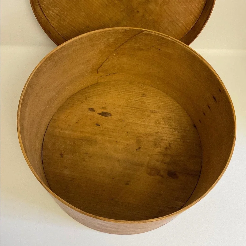 Antique Round Bentwood Wooden Pantry Box 1898 Handwritten Inscription 10 Inch